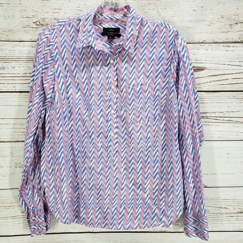 J.CREW Women's100%Cotton Classic Half Button Long Sleeve Top Size Small
